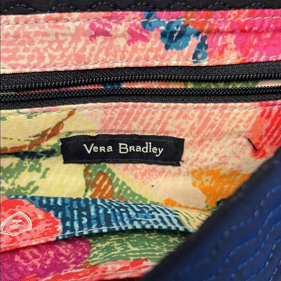 Vera Bradley Carson RFID Mini Crossbody Navy and Pink Floral Women's Bag - Picture 5 of 9